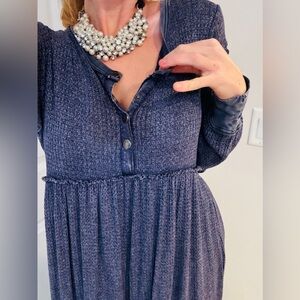 FREE PEOPLE - stone washed cozy boho Henley Dress